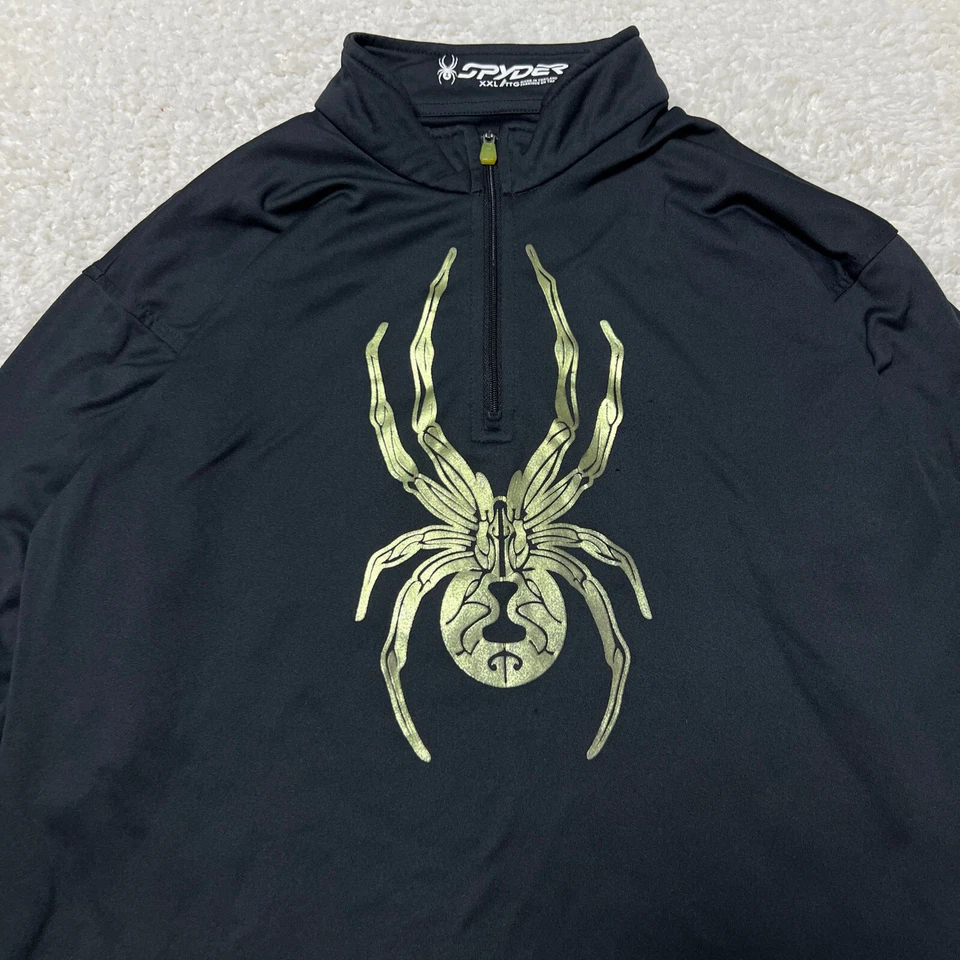 Moletom Spyder masculino 2XL XXL preto degradê de insetos meio zíper pulôver camada base - Imagem 3 de 4