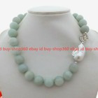 &White Keshi Baroque Pearl Necklace 18' Huge Natural 14Mm Amazonite Round Gems