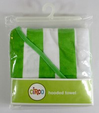 Circo Green  White HOODED BABY TOWEL Striped Bath 26x30 NWT 80 Cotton