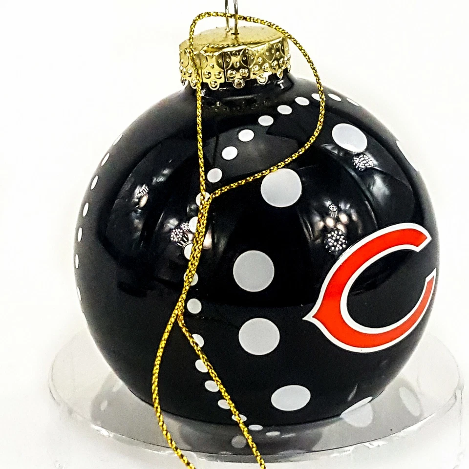 Chicago Bears Bola de Vidrio 3" Adorno de Navidad Azul Blanco Lunares NFLNEW Foto 2 de 4