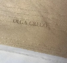 Olga Greco Scarf Peach Tans Gold Metallic Thread Peacock Feathers 35x35 No Tag