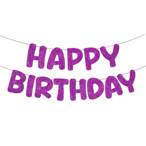 Fulmoon Glitter Pre Strung Happy Birthday Banner No DIY Party Decorations Hap...