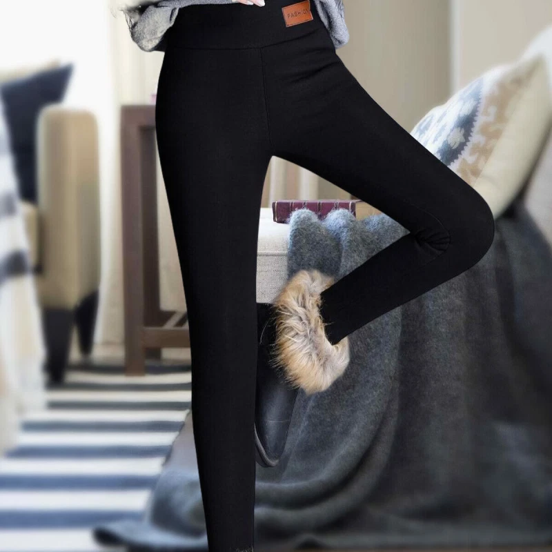 Womens Ladies Winter Thick Fleece Lined Stretchy Thermal Leggings Jeggings