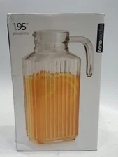 Homeessentials Clear Ribbed Square 1.95 Qt Glass Pitcher