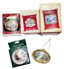 5 VTG Thomas Kinkade Christmas Ornament Lot Hallmark Encore 97-2007