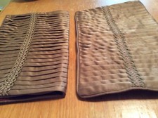 Two Pillow Shams Royal Velvet Golden Tan Pleat Maroon Back Standard Size 26"x20"