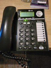 AT T 2-Line 993 Backlit Display Phone With Power Supply 2 Cords Black Works