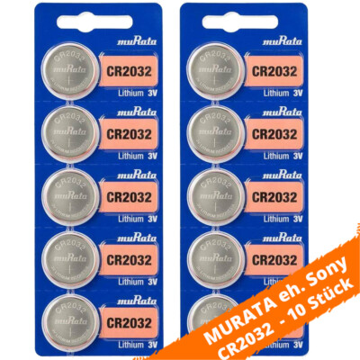 10 x Batterien muRata eh. Sony CR2032 Lithium Knopfzelle 220mAh 3V CR 2032 NEU
