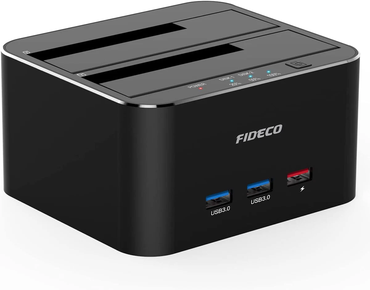 Docking Station, FIDECO Station d'accueil pour 2 Disques Durs SATA USB 3.0  Fonction Clonage Disque Dur 2,5 Pouces et 3,5 Pouces HDD SSD SATA :  : Informatique