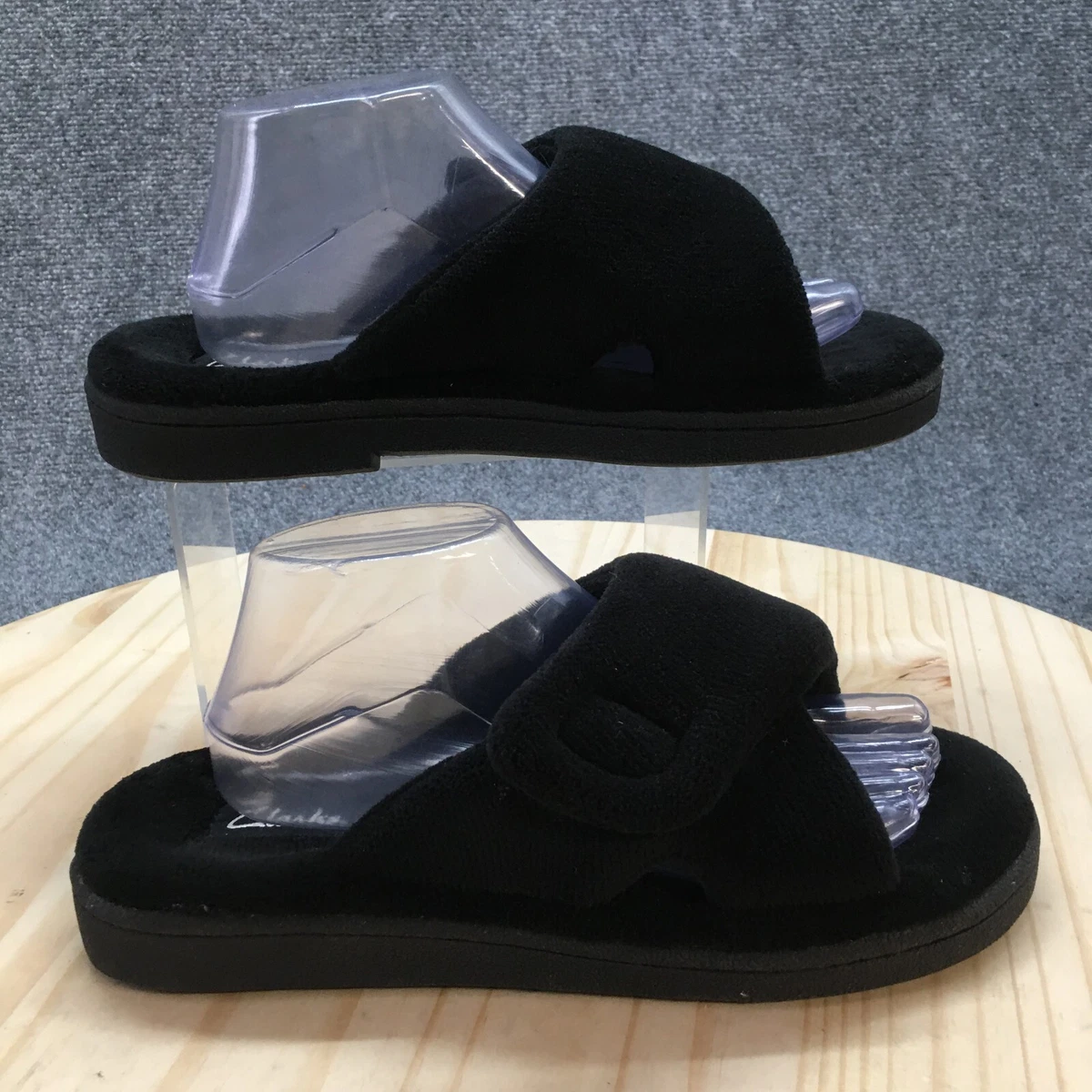 Clarks black sales slippers