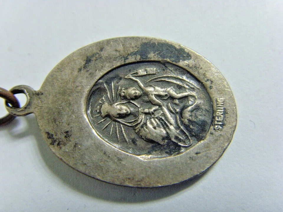 старинный католический серебро Святой Марии младенца Иисуса священное сердце подвеска 50285 - Изображение 4 из 4