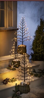 3 LED Lichter Bäumchen Gartenstecker Weihnachts Deko Tannenbaum Beleuchtung