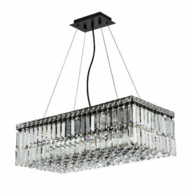 Black Crystal Chandelier Modern Foyer Dining Room Kitchen 6 Light Fixture 24''