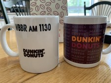 Tazza da caffè vintage combinata Dunkin Donuts 1997 e WBBR AM Bloomberg ceramica 