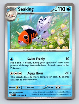Seaking HP 110 Swim Freely Aqua Horn Rarity Blue Seaking Pokémon