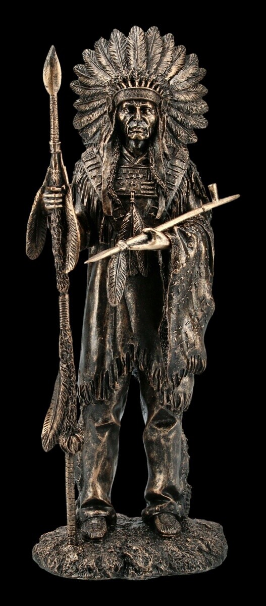 Indian Tribal Chief With Peacepipe Western Decorative Figures,Decorative