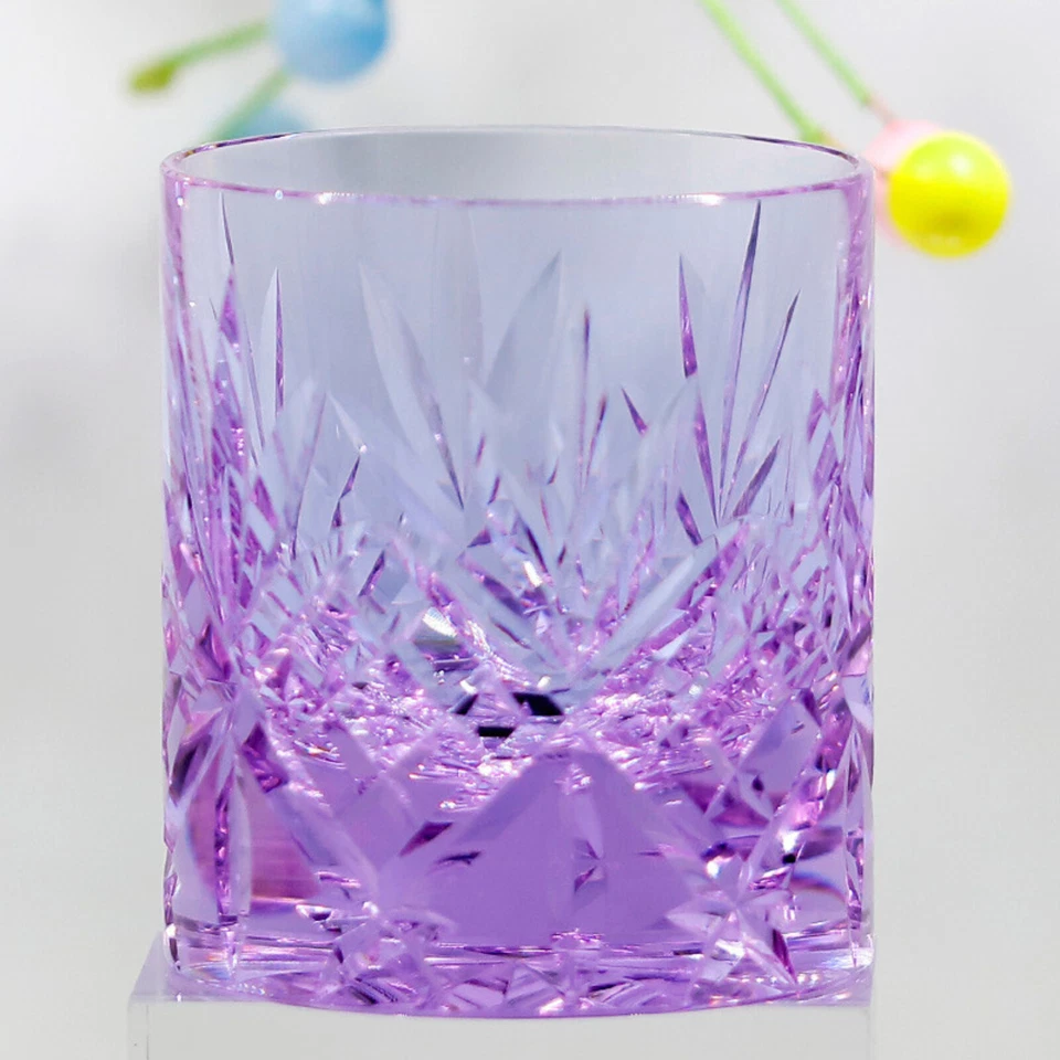 Purple 7.5oz Hand Engrave To Edo Kiriko Crystal Whiskey Glass Gift Packing 1pc - Image 2 of 4