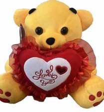 Vintage Baby Blue Teddy Bear w/Bow 10" Plush Stuffed Animal Soft w/Pellets