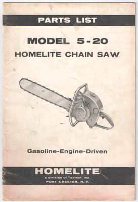 Vintage HOMELITE 5-20 CHAINSAW PARTS LIST & Assembly MANUAL CATALOG | eBay