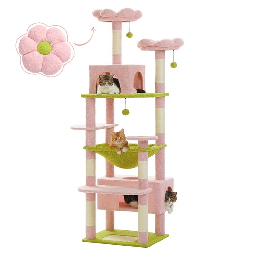 PETEPELA Cat Tree Scratching Post Cat Tower Scratcher Wood Condo House Bed Toys - Picture 40 of 104