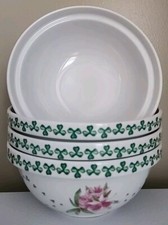 Set Of 4 Shamrocks Erin Pink Green & White Arklow Brendan Stoneware Cereal Bowls