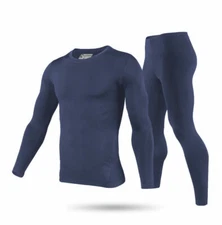 Mens Winter Ultra-Soft Fleece Lined Thermal Top & Bottom Long John Underwear Set