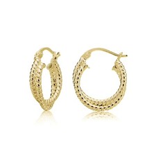 Gold Tone over Sterling Silver Intertwining Rope Hoop Earrings, 15mm