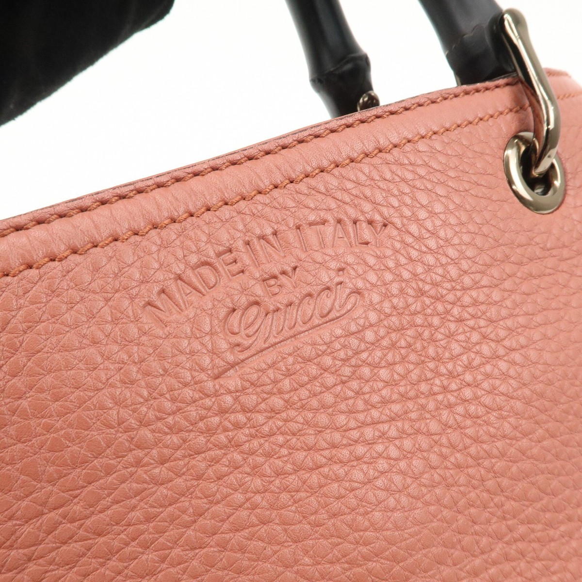 新品未使用 GIVERDYE ジバルディ スーツ A6 CANONICO 336 Auth GUCCI Bamboo Small Shopper 2WAY Bag Hand Bag Leather