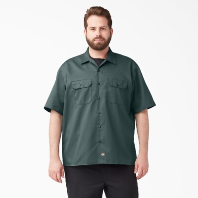 Dickies Men's Short Sleeve Work Shirt 2XLarge Twill Lincoln Green