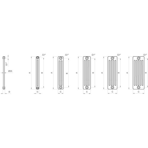 Radiatore tubolare bianco in acciaio 3 colonne - H 680 mm - Comby Ercos - Imagen 4 de 5