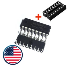 5-10 Set CD4017 CD4017BE DIP-16 Decade Counter Divider IC with Socket Choose Qty