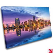Miami Cityscape USA City CANVAS Wall Art Picture Print