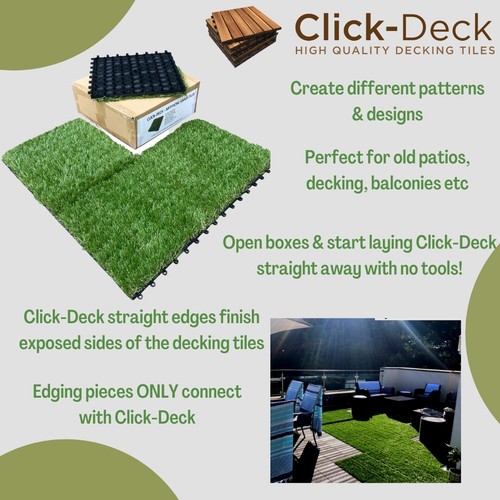 CLICK-DECK Artificial Grass Tiles Patio, Balcony, Roof Terrace, Hot Tub Flooring - Picture 2 of 9