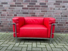 Originaler Cassina LC3 Le Corbusier Sessel in rotem Leder