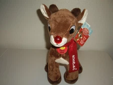 T29 DanDee Singing Rudolph The Red Nosed Reindeer Plush Light Up Nose w Tags 11"