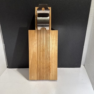 Wooden board 15 1/2  x 6 1/4  fish scaler with metal clip