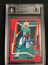 2022 Panini Rookies & Stars #63 Tyreek Hill Red On Card Auto Beckett certified