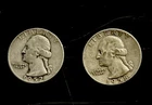 Lot Of (2) 90% Silver Washington Quarters - Mixed Dates