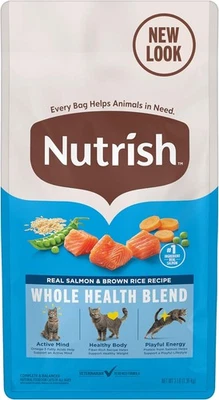 Nutrish Dry Cat Food, Real 3 Pound (Pack of 1), Salmon & Brown Rice Recipe