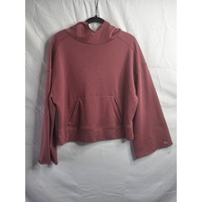 Alo Yoga Muse Hoodie Dusty Rose Pink Ribbed Cropped Pullover Sweatshirt Small
