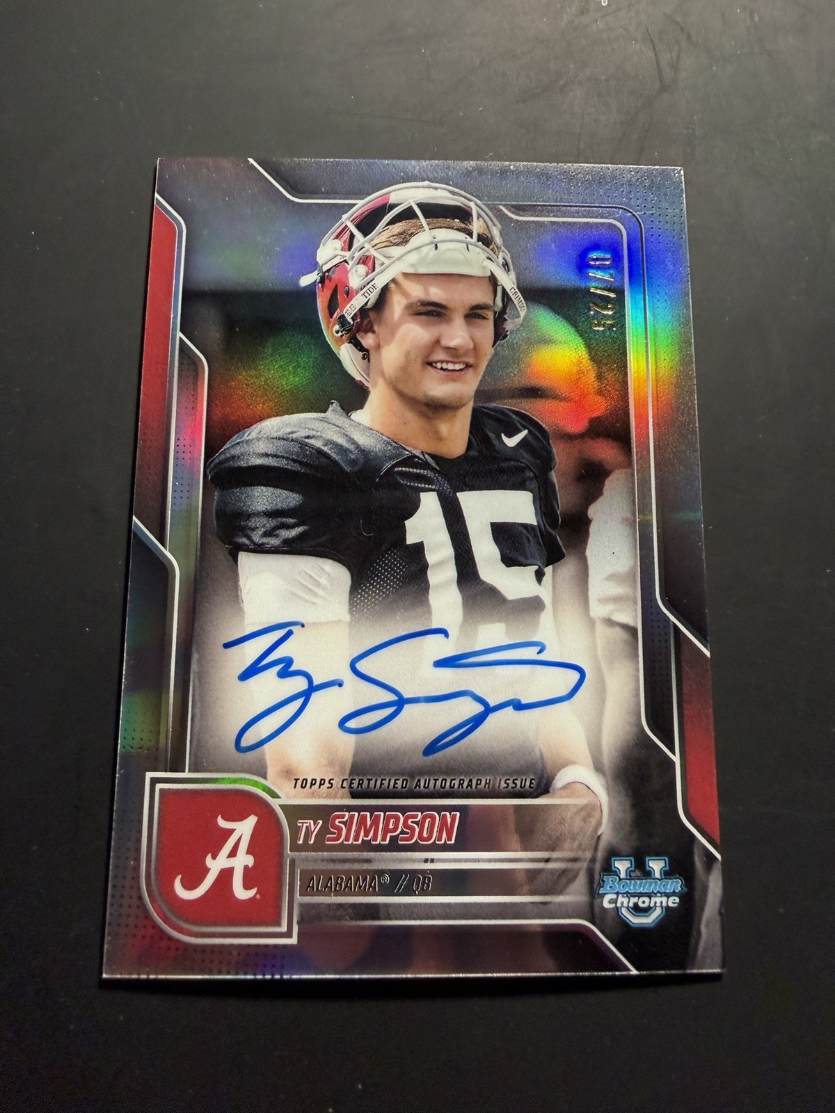 2025 Bowman Chrome U Ty Simpson Image Variation ON CARD Auto Refractor #/25 SSP