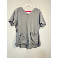 Med Couture Womens XL Black V-Neck Scrub Top Ribbed Side Panels 7459