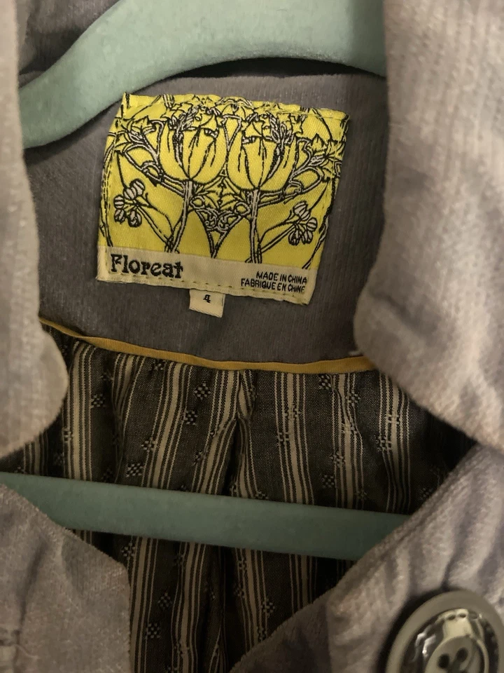 Abrigo Anthropologie Floreat Doble Pecho Mujer Talla 4 – Gris Trench Foto 2 de 4