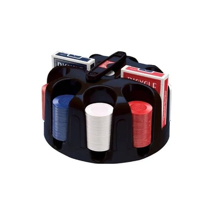 Bicycle drehbarer Pokerchip-Halter mit Griff, 200 Chips, 2 Decks - Bild 1 von 4