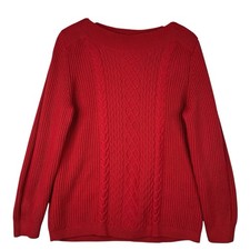 Tommy Hilfiger Women  s Sweater Pullover Red Crew Neck Classic Preppy Cottage XL