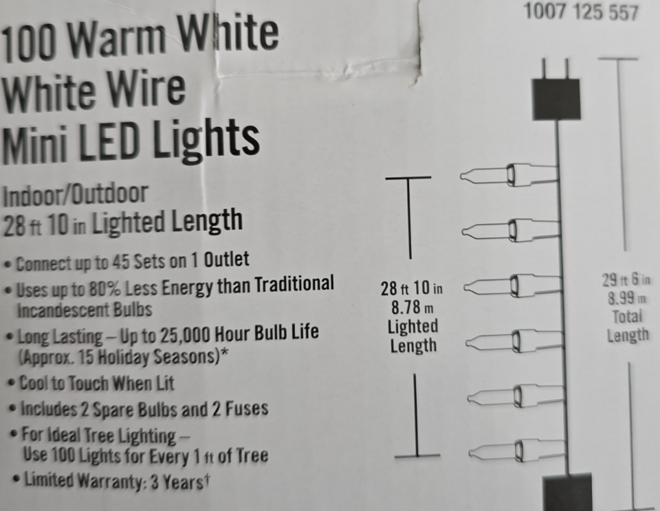 Home Accents Holiday 100 Orange LED Mini Lights – 28ft, Black Cord, Indoor/Outdoor, Halloween