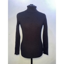 George Black Ribbed Turtleneck Sweater Long Sleeve Knit Top Classic Fall Size M