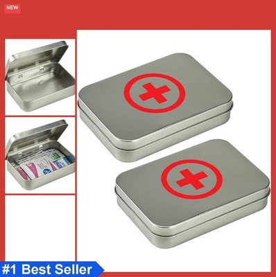 Compact First Aid Kit Mini Tin Box 2 Sets Small Storage Container for Emergency