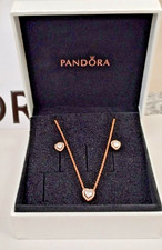 Pandora Ale Met Heart Shaped Necklace & Earring Set (new)