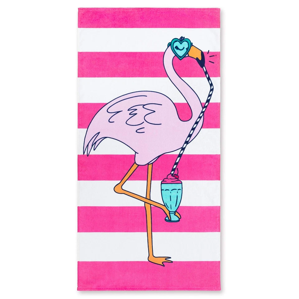 Toalla de playa rayas flamenco 28 x 55 pulgadas 100 % algodón (28" x 55", flamenco... Foto 2 de 4